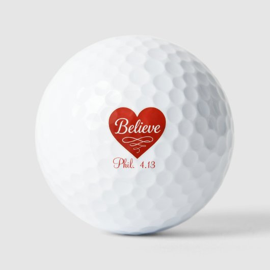 Glaube rotes und weißes Herz Golfball (Vorderseite)