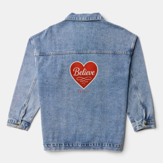 Glaube rotes und weißes Herz Jeansjacke (Rückseite)