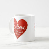 Glaube rotes und weißes Herz Kaffeetasse (Vorderseite Links)