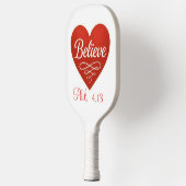 Glaube rotes und weißes Herz Pickleball Schläger (Links)