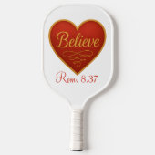 Glaube rotes und weißes Herz Pickleball Schläger (Rückseite)