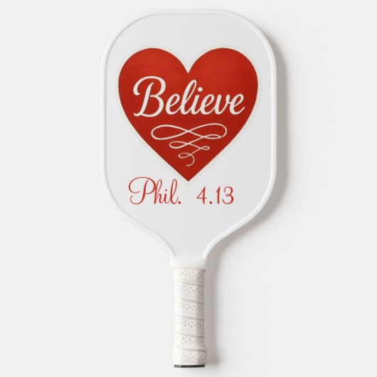 Glaube rotes und weißes Herz Pickleball Schläger (Vorderseite)