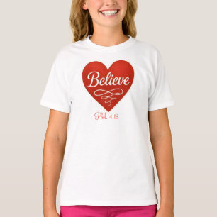 Glaube rotes und weißes Herz T-Shirt