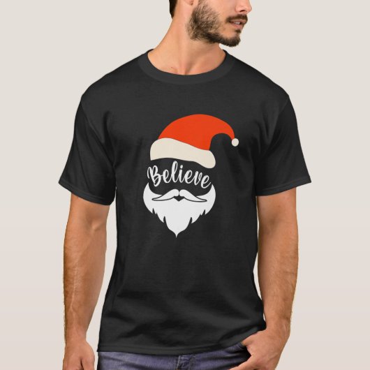 Glaube Santa Mustache Weihnachtsbart Weihnachtsman T-Shirt (Vorderseite)