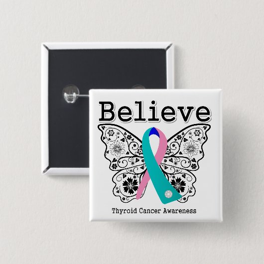 Glaube - Schilddrüsenkrebs-Schmetterling Button (Vorne & Hinten)