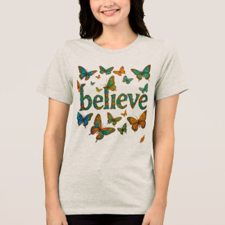 Glaube Schmetterling Welle Minimalist Tri-Blend Shirt