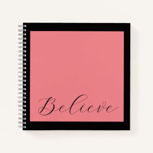 "Glaube" Schwarze Schriftzeichen Koralle Rosa Hint Notizblock