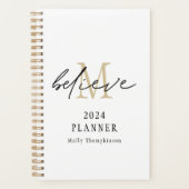 Glaube Script 2024 Monogram Name Gold White Planer (Vorderseite)