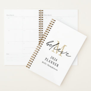 Glaube Script 2024 Monogram Name Gold White Planer