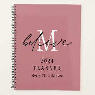 Glaube Script 2024 Monogramm Anfangsname Rosa Planer
