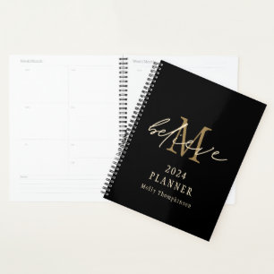 Glaube Script 2024 Monogramm Anfangsname Schwarz Planer