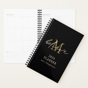 Glaube Script 2024 Monogramm Anfangsname Schwarz Planer