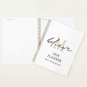 Glaube Script 2024 Monogramm Anfangsname Weiß Planer