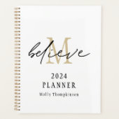 Glaube Script 2024 Monogramm Anfangsname Weiß Planer (Vorderseite)