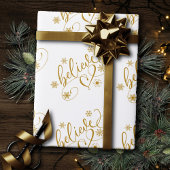 Glaube Script | Gold Holiday Snowflake Geblüht Geschenkpapier