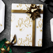 Glaube Script | Gold Holiday Snowflake Geblüht Geschenkpapier
