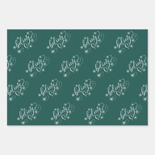 Glaube Script | Moody Jewel Tone Holiday Geblüht Geschenkpapier Set (Vorderseite)