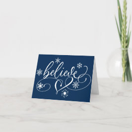 Glaube Script | Navy Blue Christmas Snowflake Feiertagskarte
