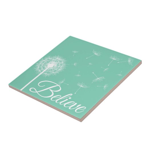 Glaube Script White Dandelion Silhouette Fliese (Seite)