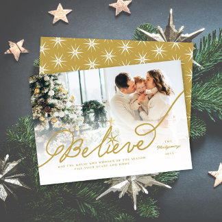 Glaube Star Gold Kalligrafie Weihnachtsfest Foto Feiertagskarte