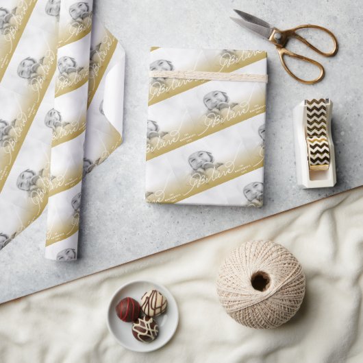 Glaube Star Gold Ombre Weihnachtsfeiertag im Foto Geschenkpapier (Kunsthandwerk)