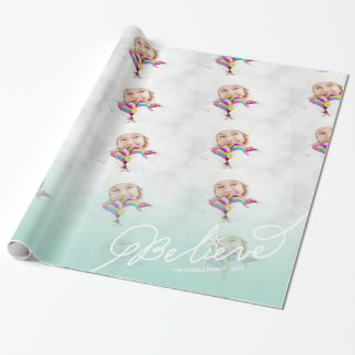 Glaube Star Mint Ombre Weihnachtsfeiertag Foto Geschenkpapier