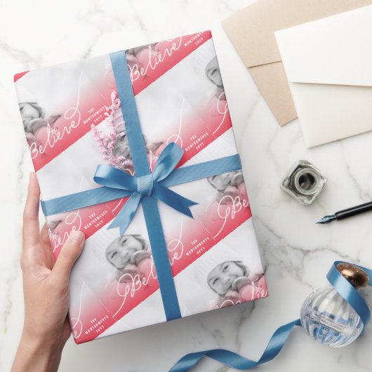 Glaube Star Red Ombre Weihnachtsfeiertag Foto Geschenkpapier (Schenken)