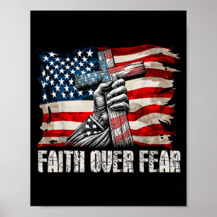 Glaube statt Angst - Kreuz &amp; Wir Flagge Poster