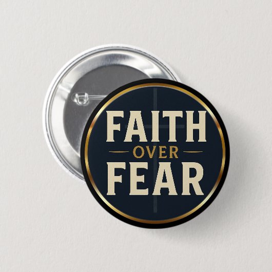 Glaube statt Angst Schwarz & Gold Christliches Zit Button (Vorne & Hinten)