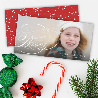 Glaube Swash Script Religious Christmas Foto Feiertagskarte