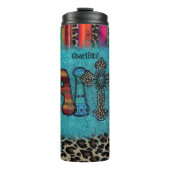 Glaube: Türkis, Leopard, Gemustert Thermosbecher (Vorderseite)