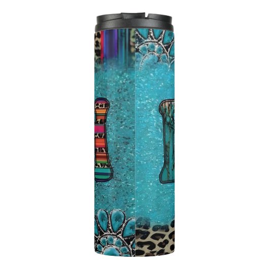 Glaube: Türkis, Leopard, Gemustert Thermosbecher (Rückseite)