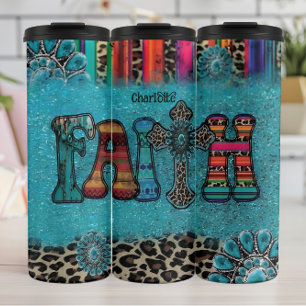 Glaube: Türkis, Leopard, Gemustert Thermosbecher