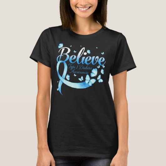Glaube TYP 1 DIABETES Butterfly T-Shirt (Vorderseite)