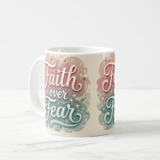 Glaube über Angst 15 Oz Kaffee Tasse (Vorderseite Links)