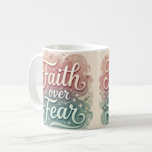 Glaube über Angst 15 Oz Kaffee Tasse (Vorderseite Links)