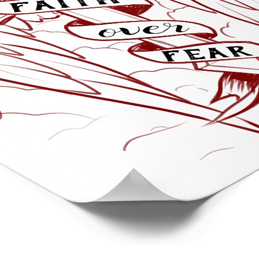 Glaube über Angst Angel Wings & Cross Christlich A Poster (Ecke)