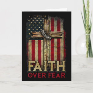 Glaube über Angst Christen Kreuz Usa Amerikanische Karte