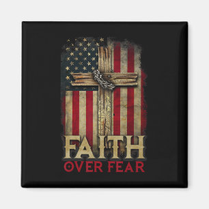 Glaube Über Angst Christen Kreuz Usa Amerikanische Magnet