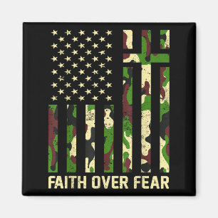 Glaube Über Angst Christlich Amerikanische Flagge  Magnet