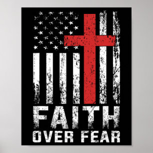 Glaube Über Angst Christliche Amerikanische Flagge Poster