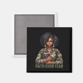 Glaube Über Angst Christliches Tarnmuster Afroamer Magnet (Vorderseite/Rückseite)
