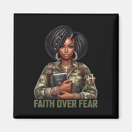 Glaube Über Angst Christliches Tarnmuster Afroamer Magnet (Vorne)