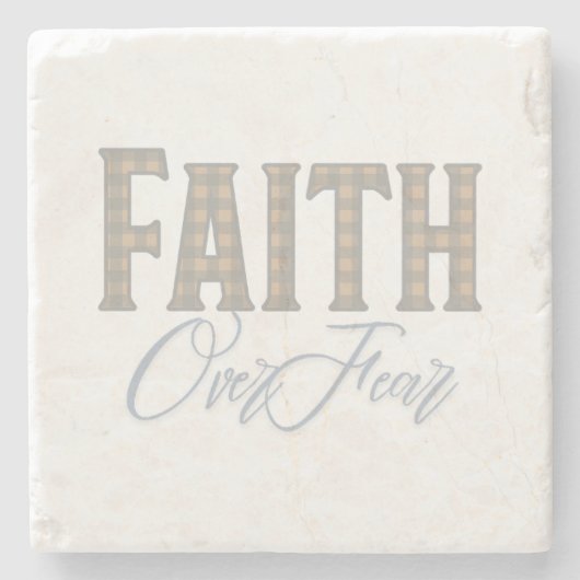 Glaube Über Angst Christliches Typografie-Design Steinuntersetzer (Vorderseite)