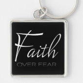 Glaube über Angst Ermutigung in Weiß Schlüsselanhänger (Vorne)
