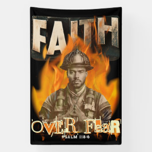 Glaube über Angst Feuerwehrmann Christlicher Glaub Banner