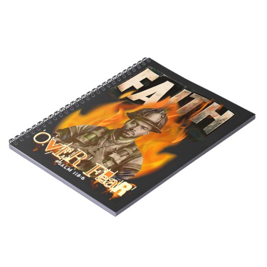 Glaube über Angst Feuerwehrmann Christlicher Glaub Notizblock (Linke Seite)