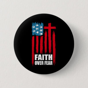 Glaube Über Angst Gebet Amerika Stolz Uns Flagge A Button