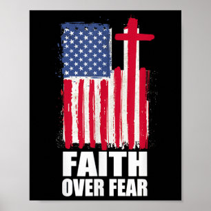 Glaube Über Angst Gebet Amerika Stolz Uns Flagge A Poster