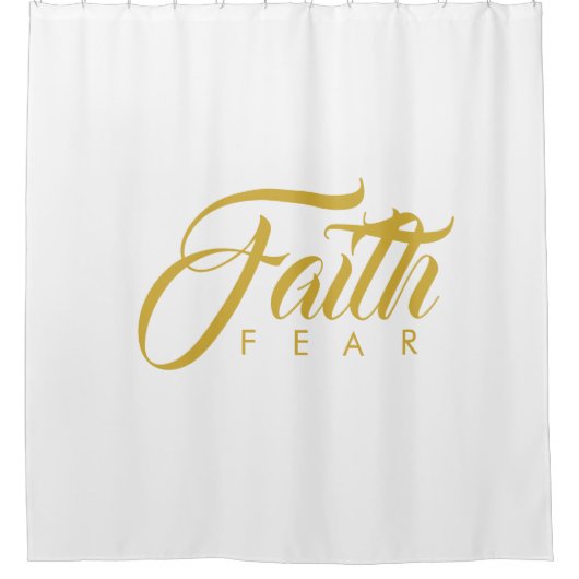 Glaube über Angst Gold und Weiß Duschvorhang (Vorderseite)